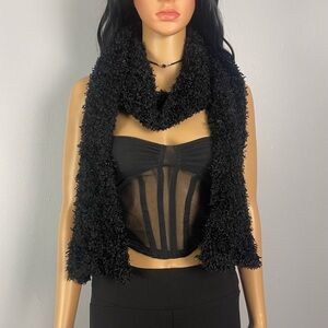Y2K Black Fluffy Scarf